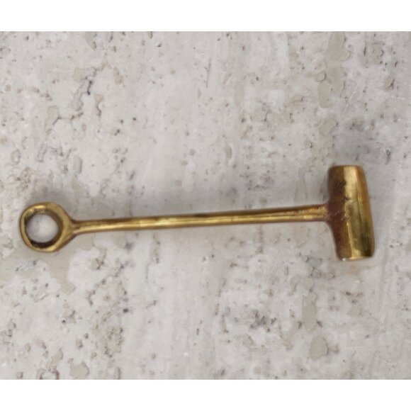 Brass Japanese Inspired Temple Bell Hammer & Gong   Ornate Vintage Cross Striker - Picture 5 of 11